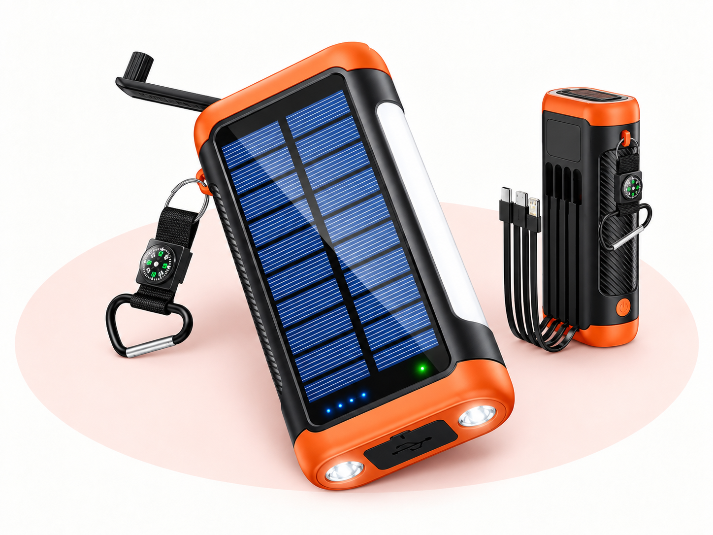 ソーラー充電と手回し発電に対応したモバイルバッテリー
